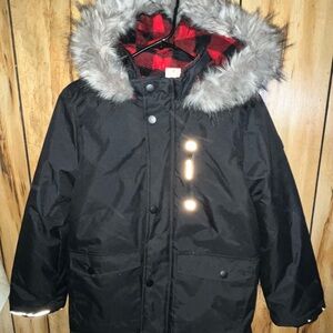 Canadiana Kids Black Faux Fur-Trimmed Winter Jacket Size 10/12